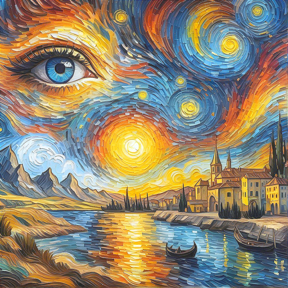 Vibrant Landscape with River and Whimsical Village