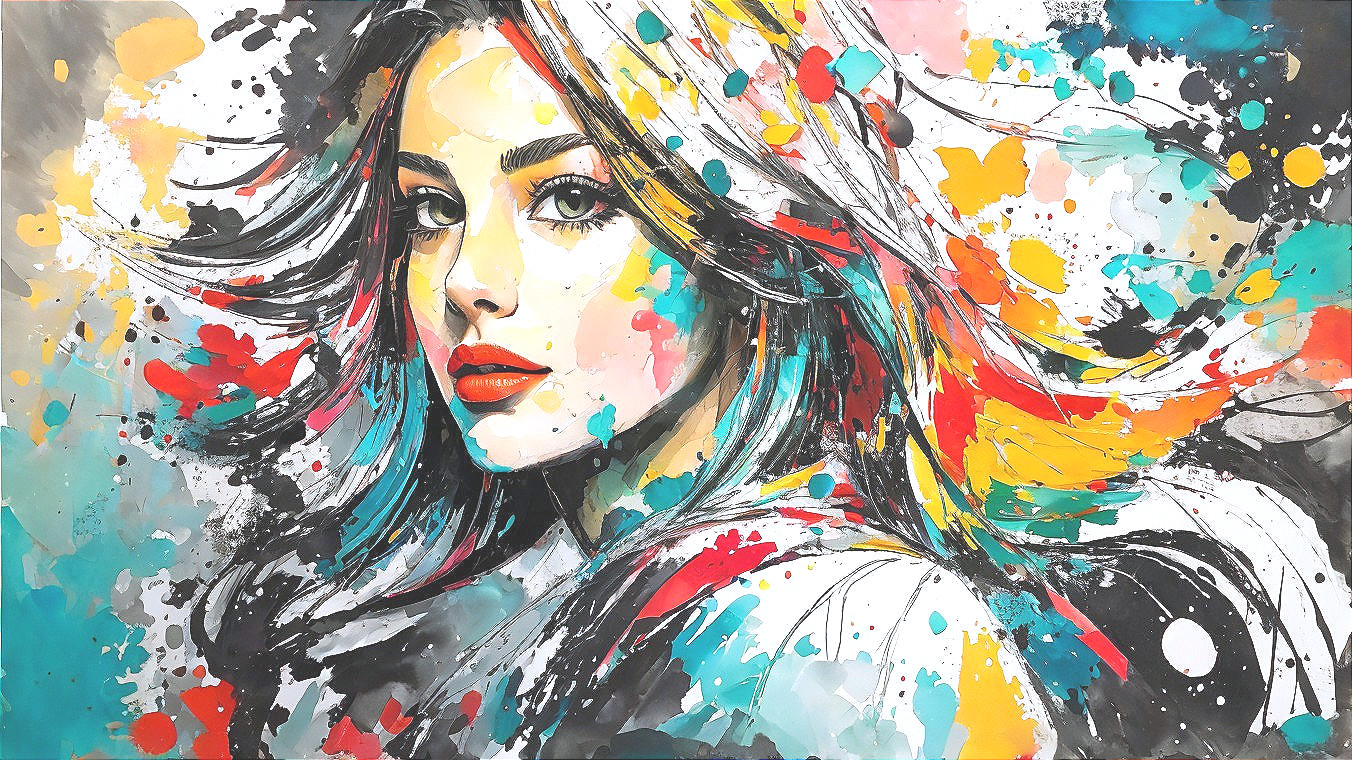 Colorful Fusion: Woman in Paint