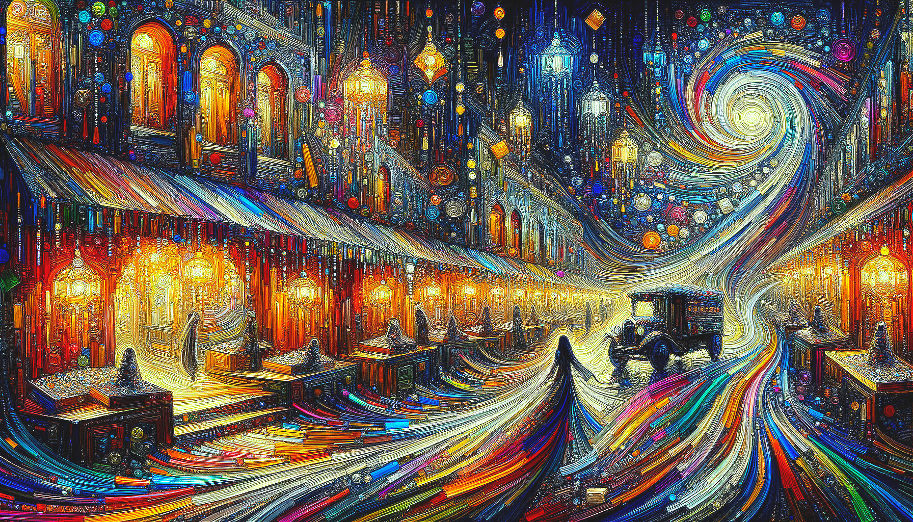 Dream-like Street with Lanterns and Colorful Lights