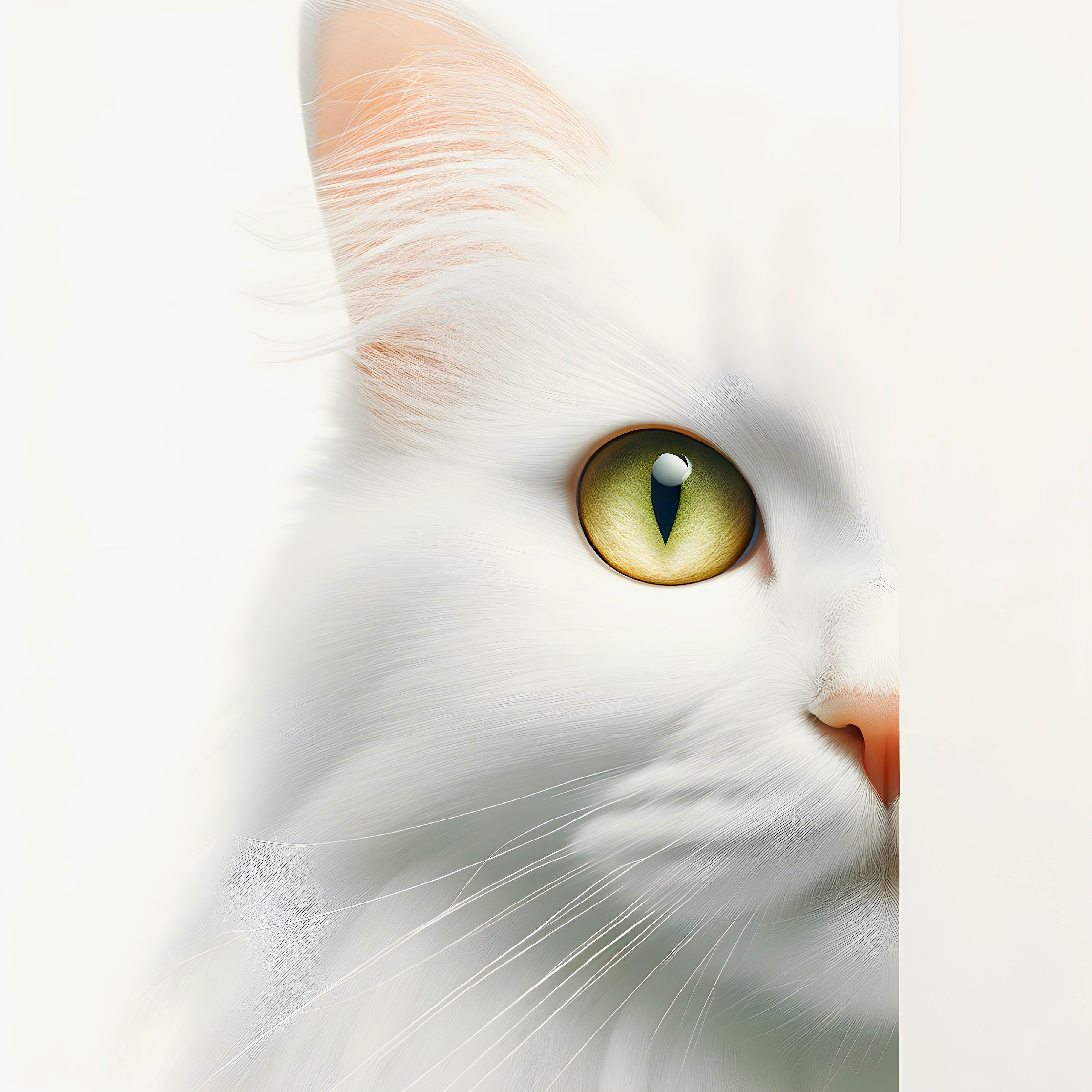 Detailed Portrait of a White Cat with Striking Eyes