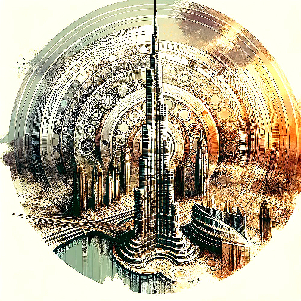 Abstract Illustration of a Towering Skyscraper Design