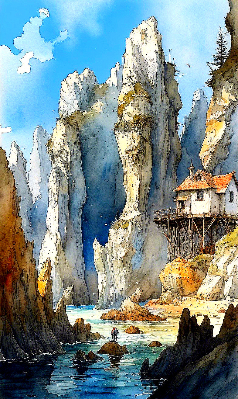 Coastal Landscape with Cliffs and Tranquil Bay