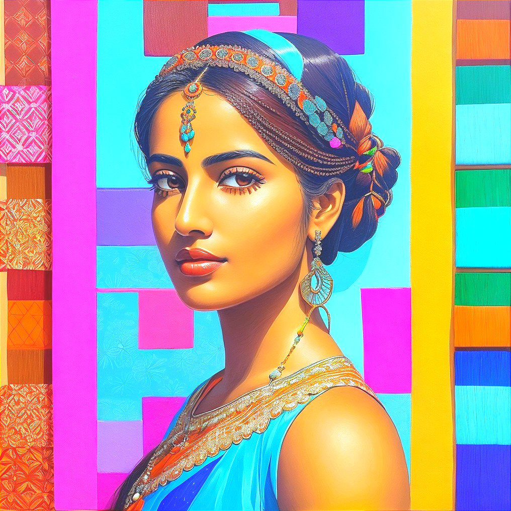 Young Woman in Traditional Attire with Elegant Jewelry