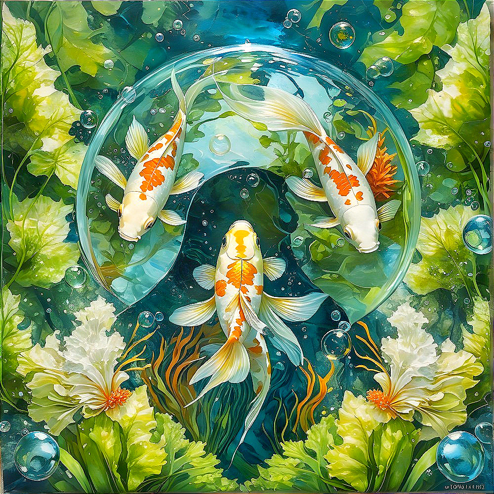 Vibrant Koi Fish in Serene Underwater Scene