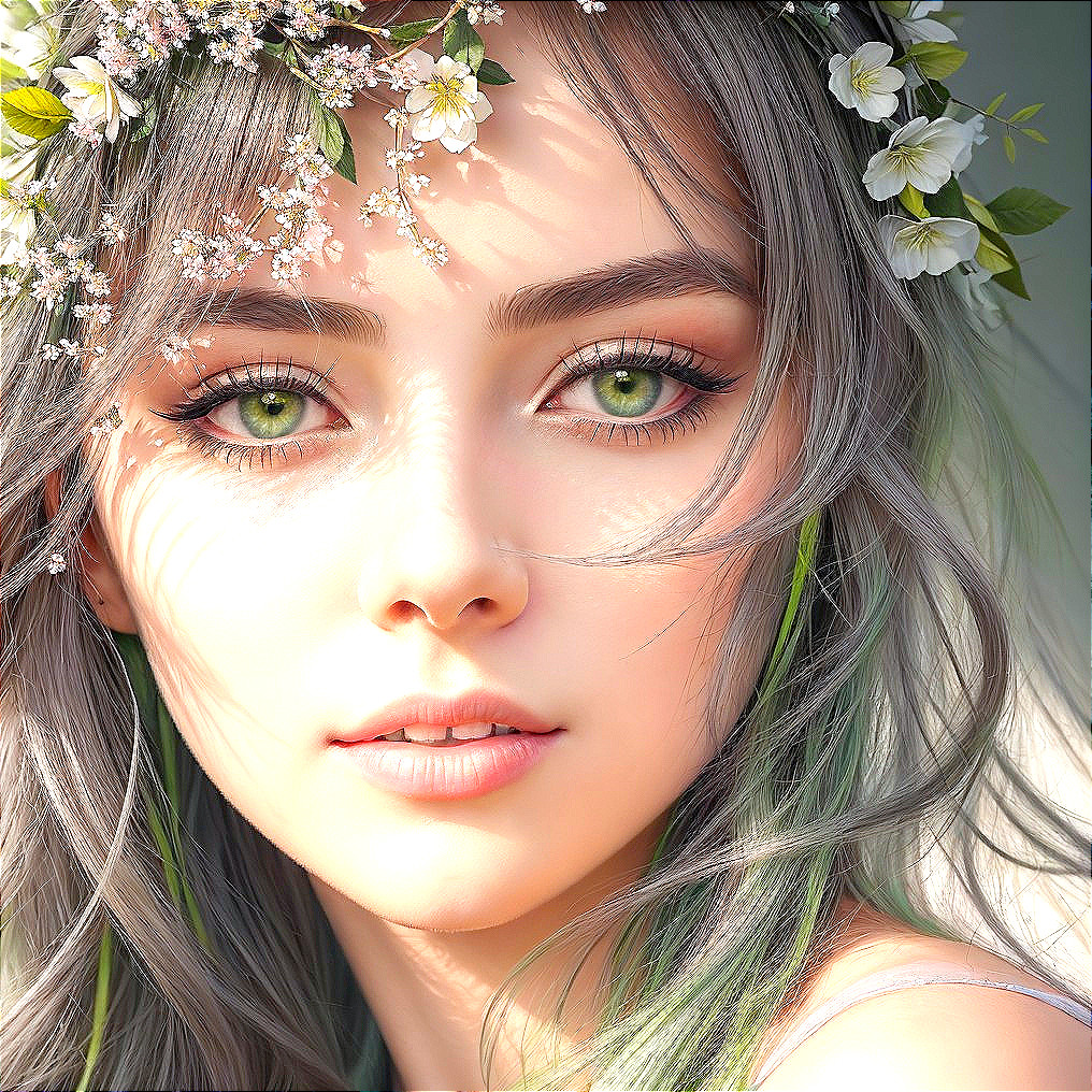 Close-up Portrait of a Young Woman with Green Eyes