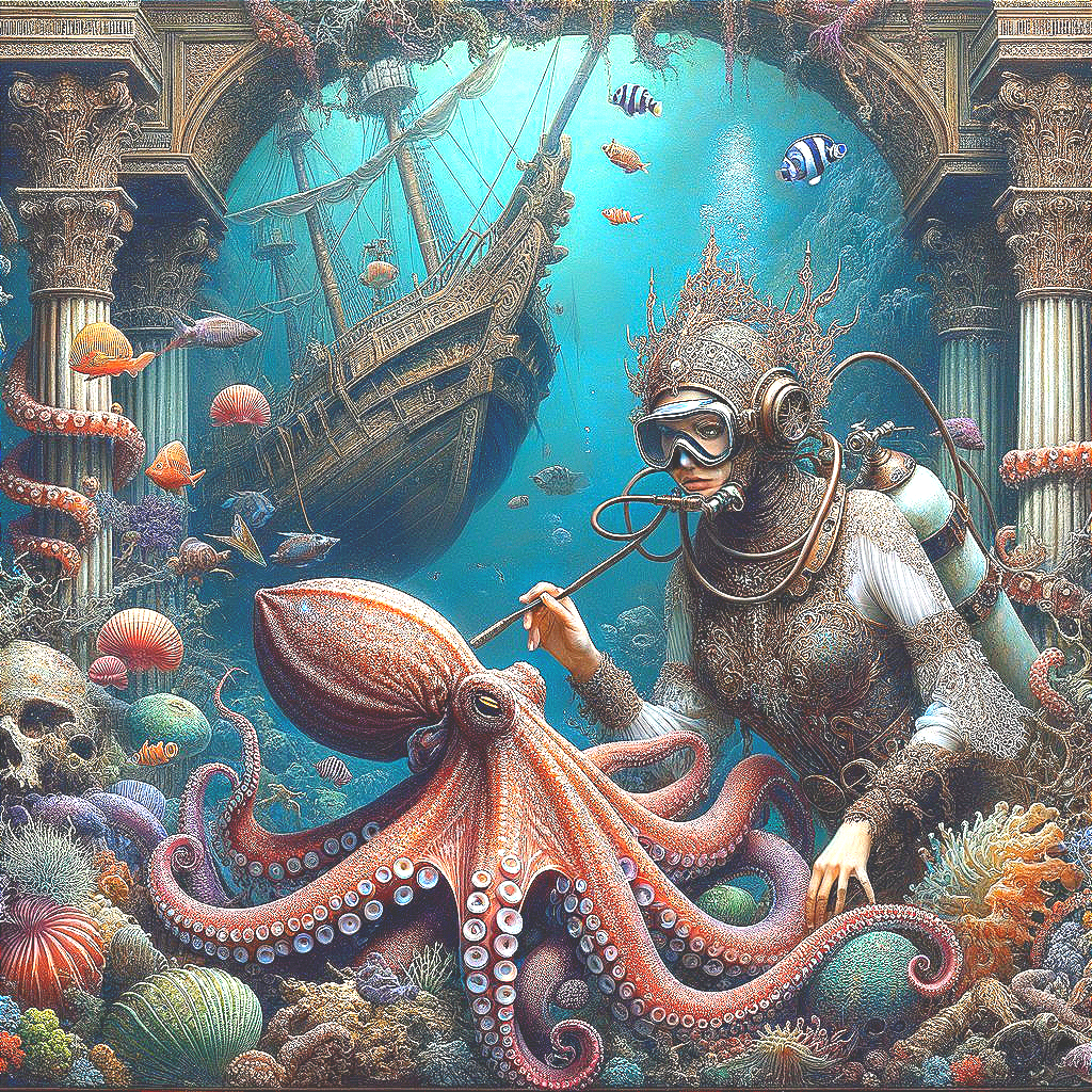 Underwater Exploration of a Sunken Ship with Marine Life