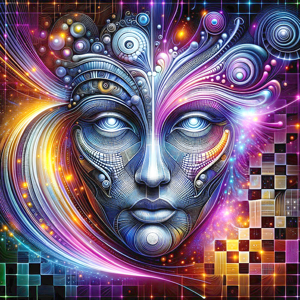Abstract Face Design with Vivid Colors and Patterns