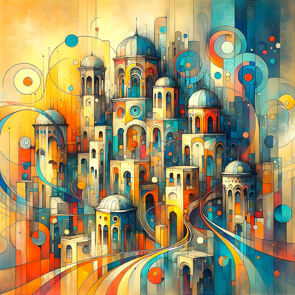 Abstract Cityscape with Whimsical Architecture