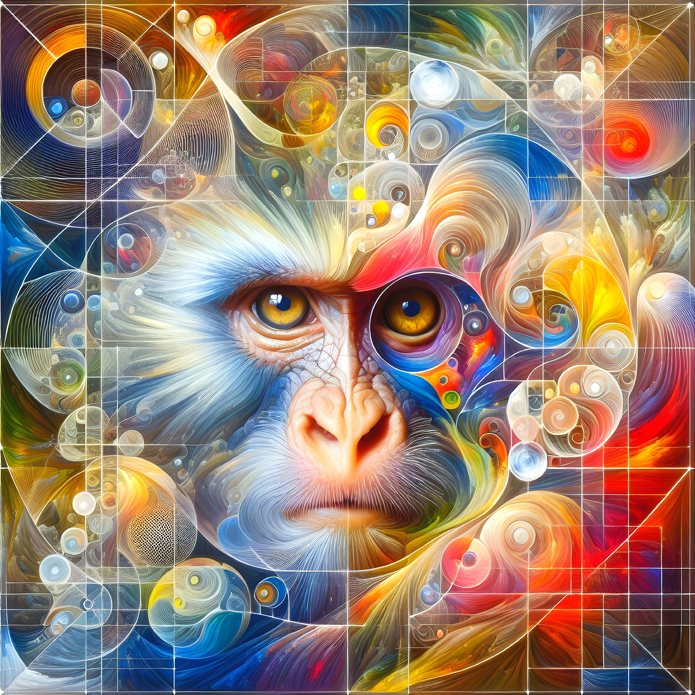 Vibrant Abstract Monkey Face with Colorful Background