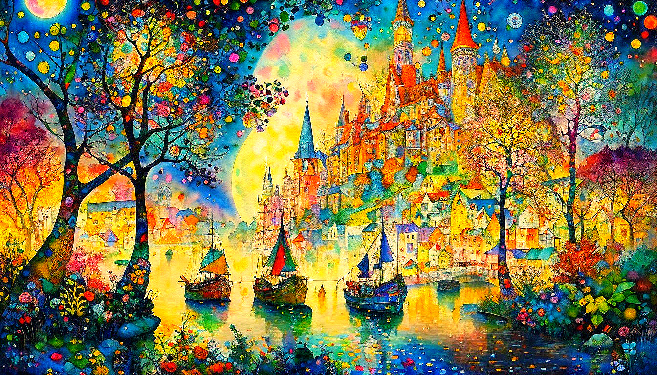 Colorful Castle in a Magical Vibrant Landscape