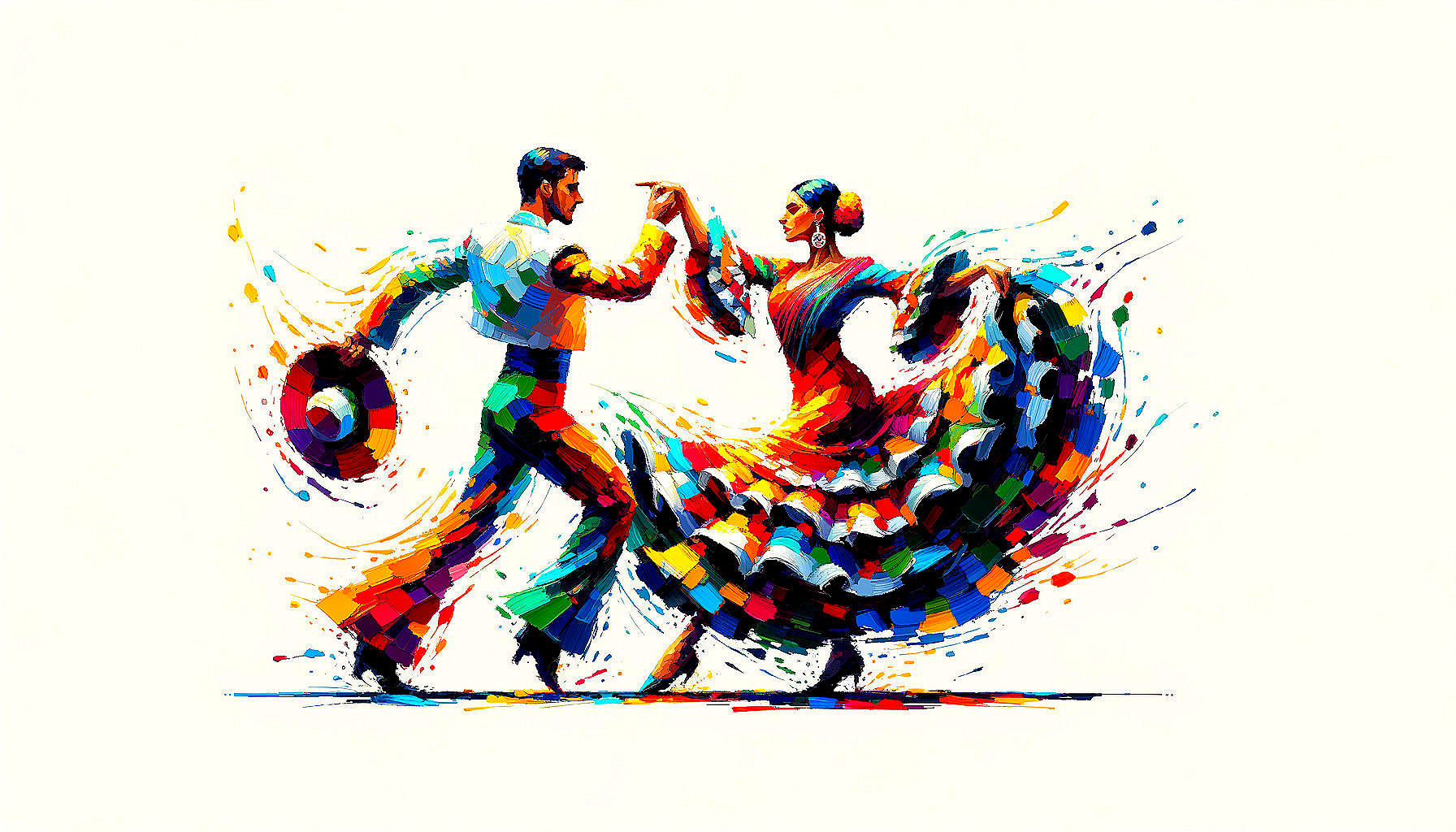 Couple Dancing in Colorful Traditional Attire