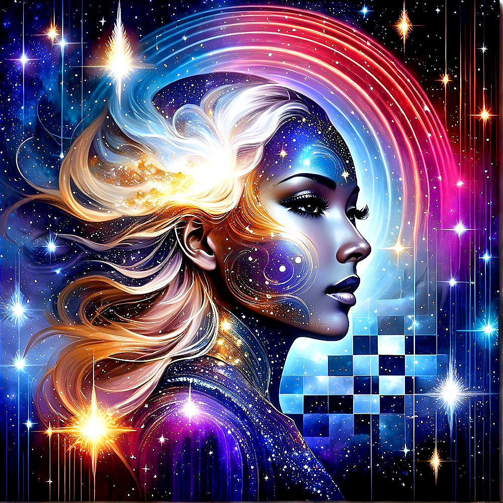 Futuristic Portrait of a Woman in Cosmic Setting