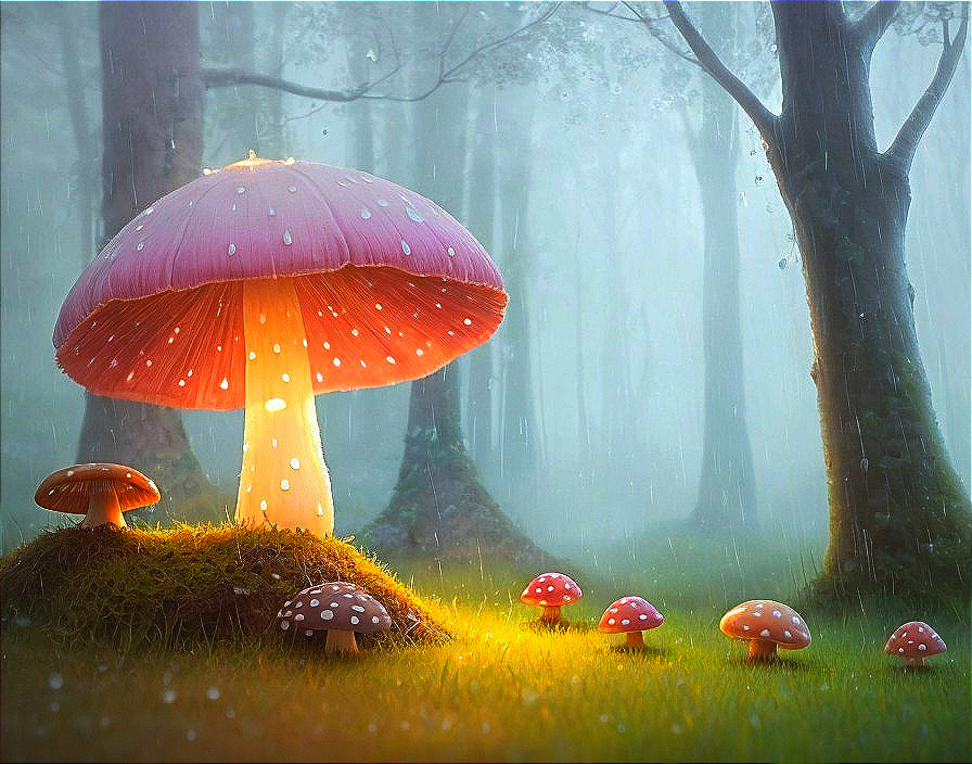 Enchanted Glowing Mushroom Forest