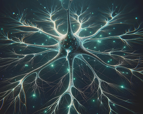 Detailed Representation of a Glowing Neuron Structure