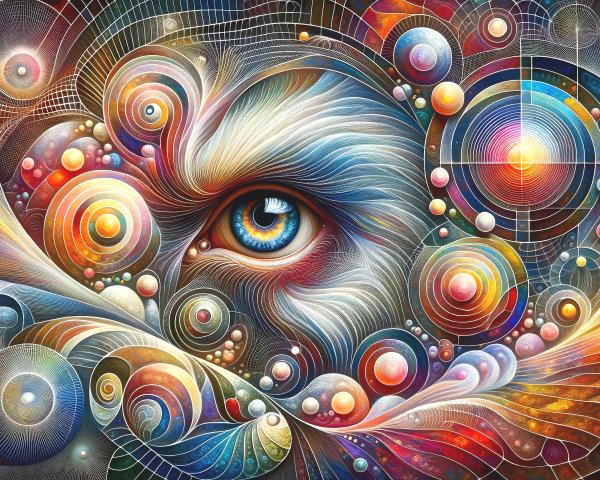 Vibrant Colors and Patterns Featuring a Blue Eye