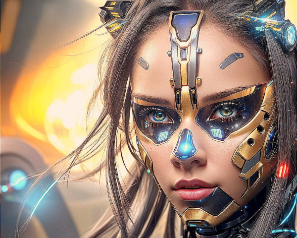 Futuristic Female Figure with Cybernetic Enhancements