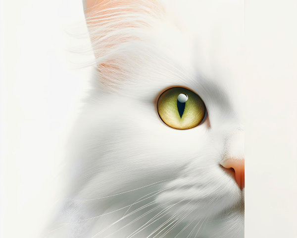Detailed Portrait of a White Cat with Striking Eyes