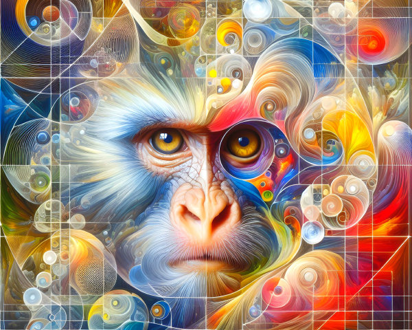 Vibrant Abstract Monkey Face with Colorful Background