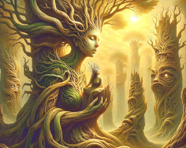 Enchanted Forest Scene with Nature-Inspired Figure