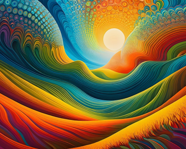 Vibrant Abstract Landscape with Colorful Swirls