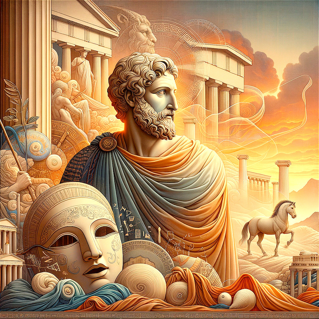Classical Scene with Regal Figure and Greek Elements
