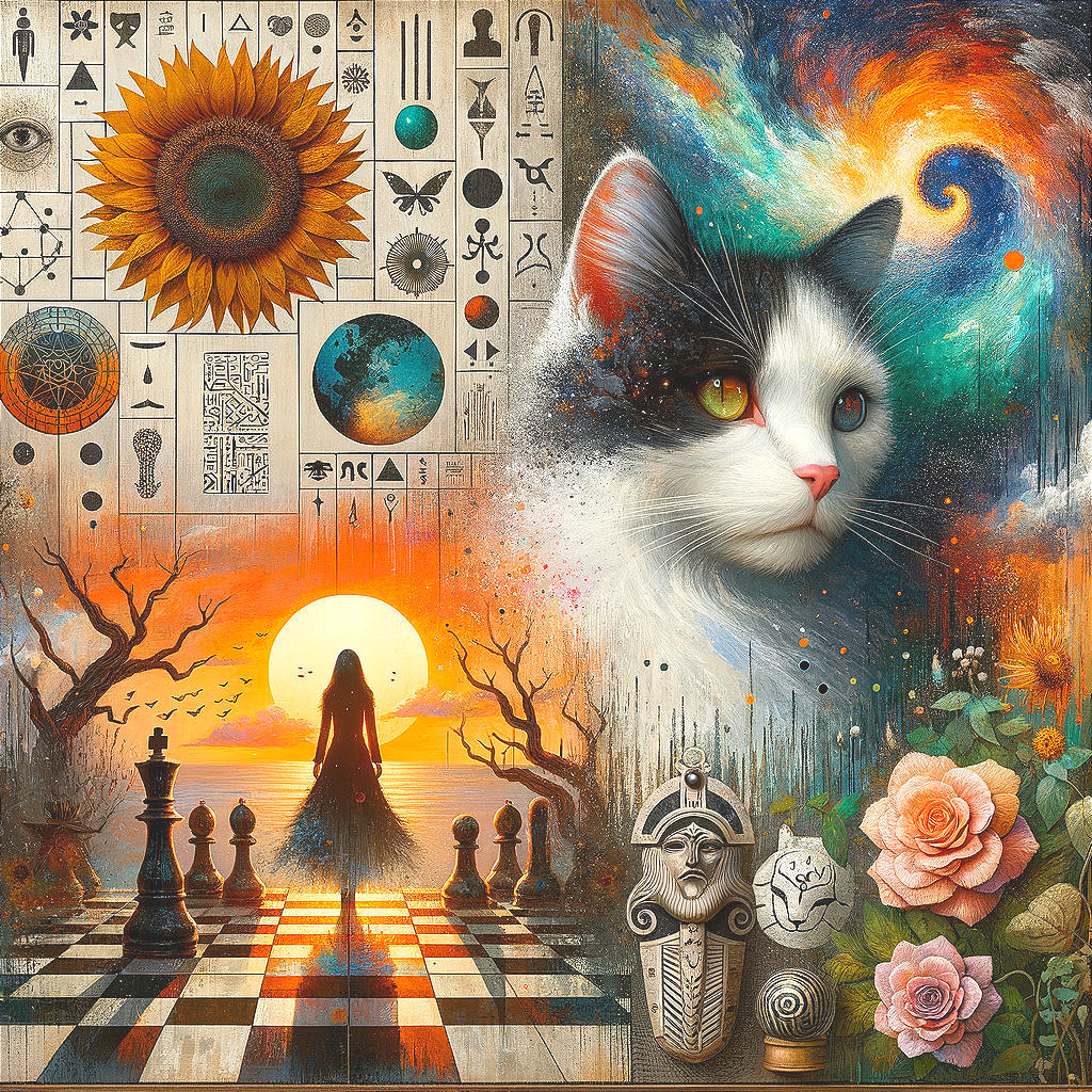 Surreal Artwork Featuring Cosmic Themes and Nature Elements