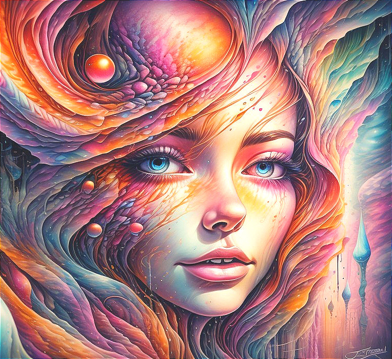 Surreal Portrait of a Woman with Abstract Colors