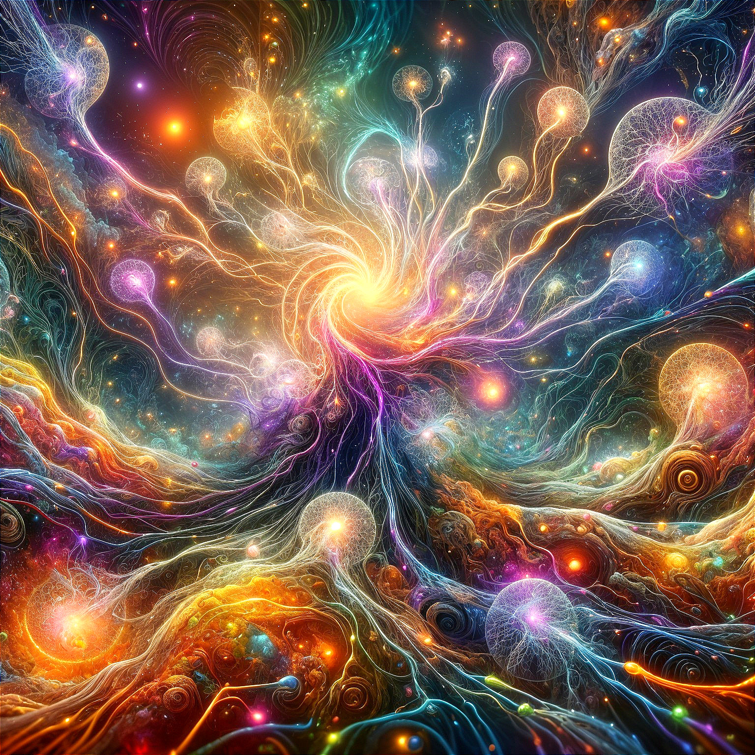 Abstract Cosmic Pattern with Colorful Luminescence