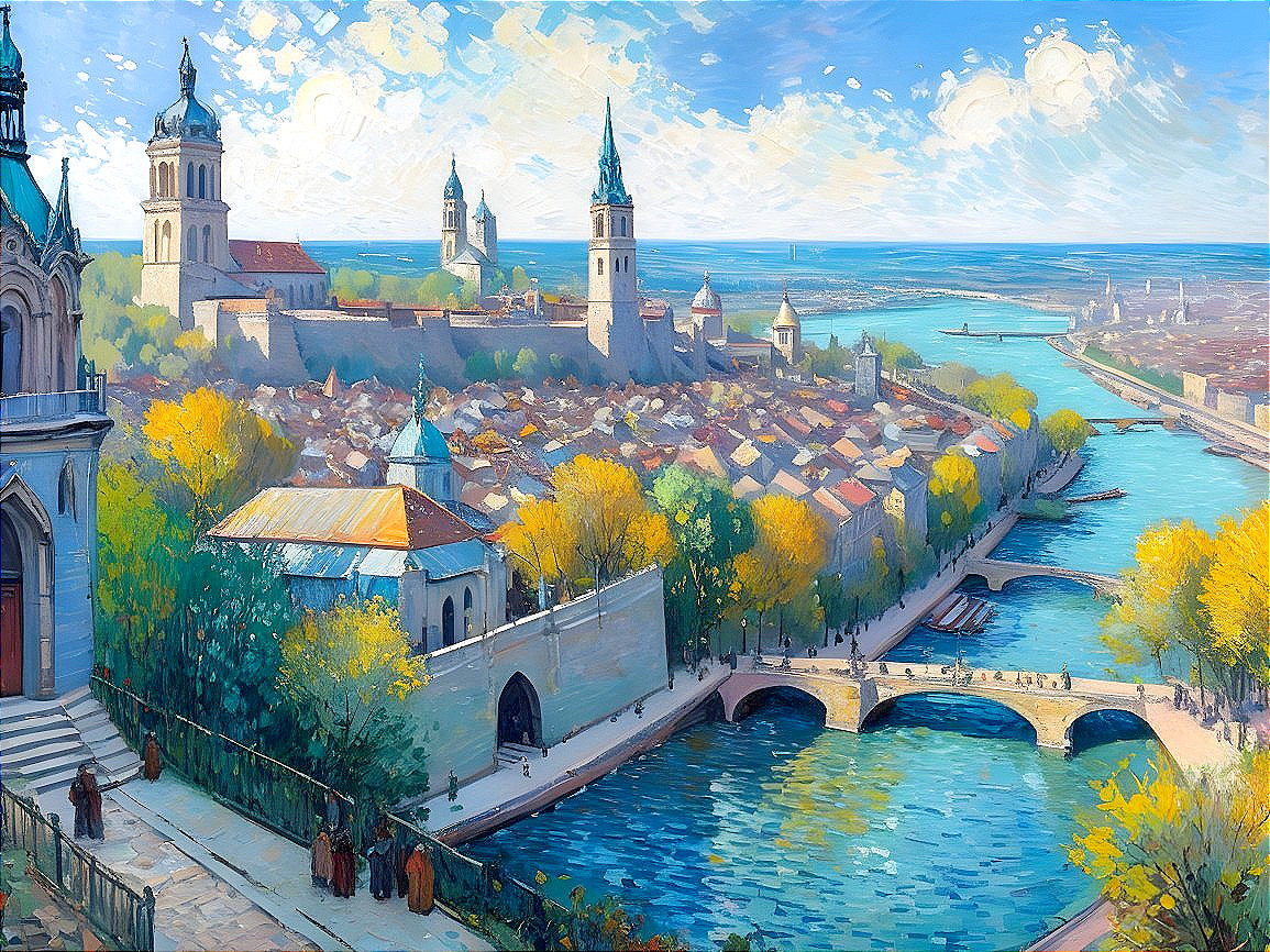 Charming Medieval Town Landscape by a River
