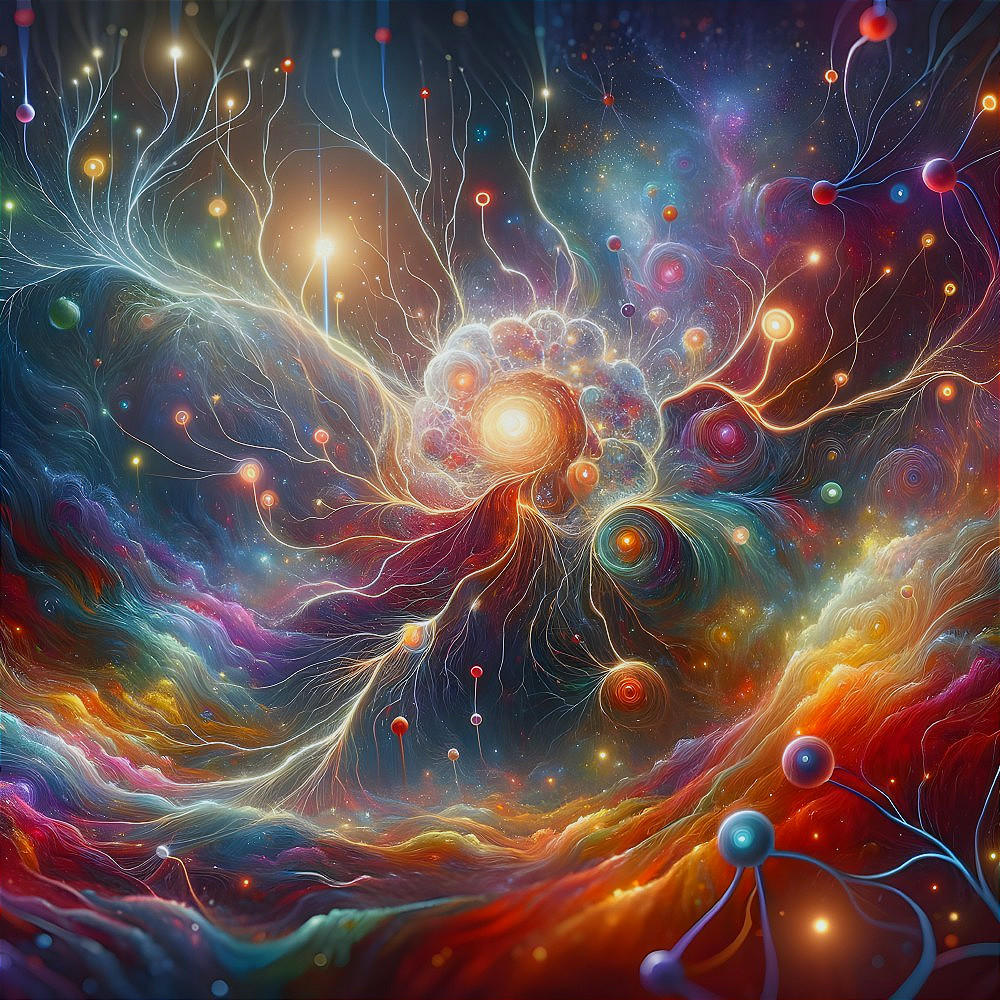 Vibrant Cosmic Scene with Swirling Colors and Energy