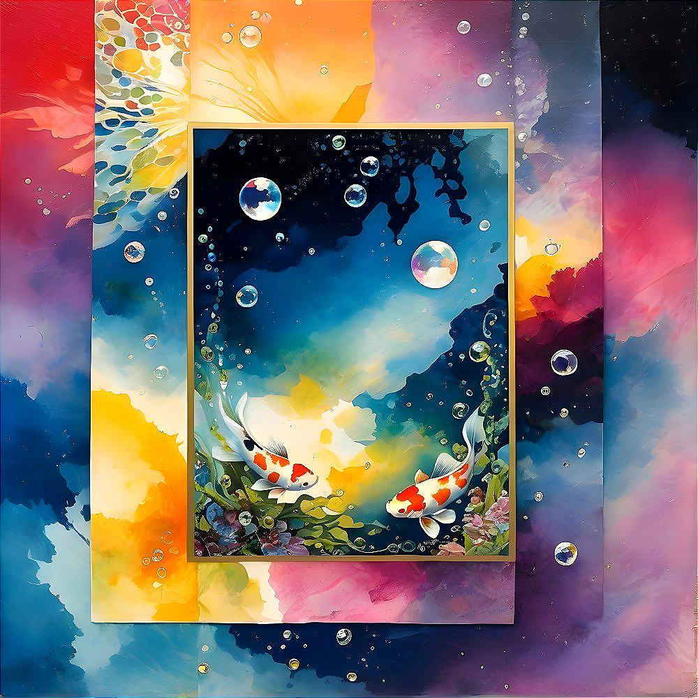 Vibrant Abstract Background with Koi Fish Scene
