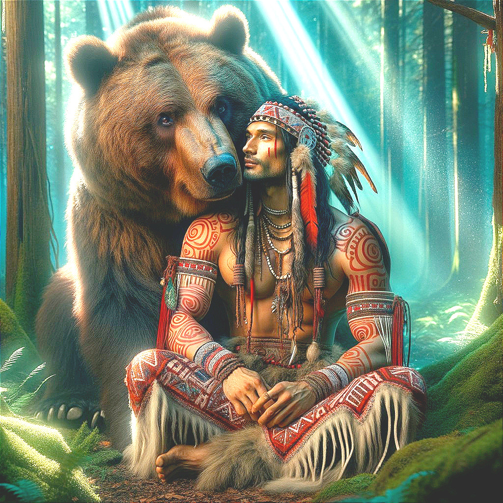 Wild Harmony: A Man and Bear in the Forest