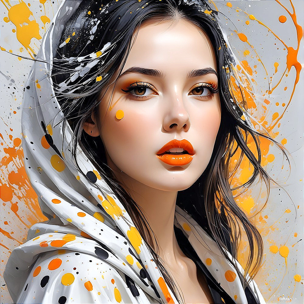 Portrait of a Young Woman in Vibrant Hooded Garment