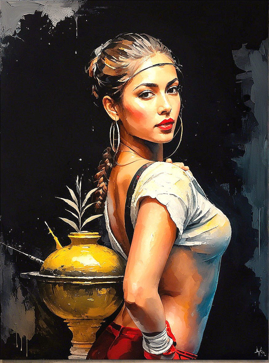 Portrait of a Confident Young Woman with Cultural Elements