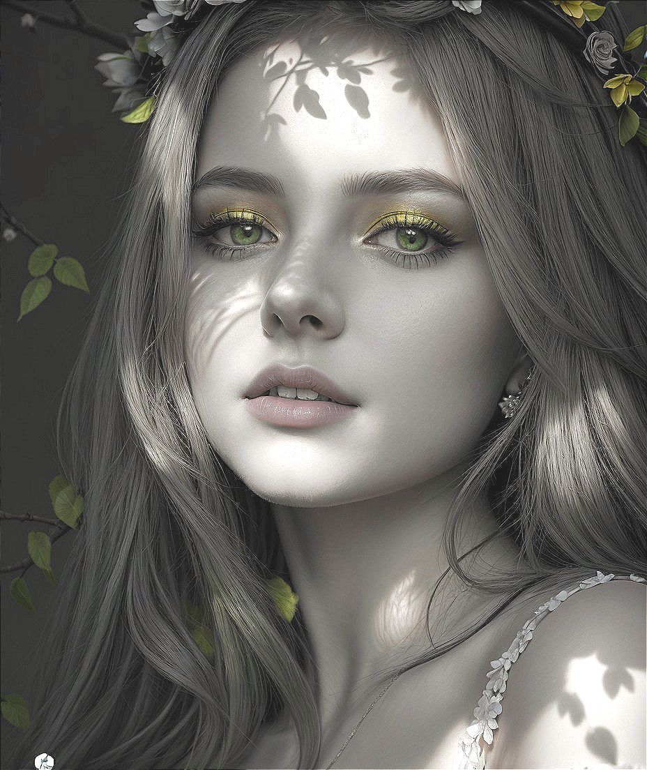Close-up Portrait of a Young Woman with Green Eyes