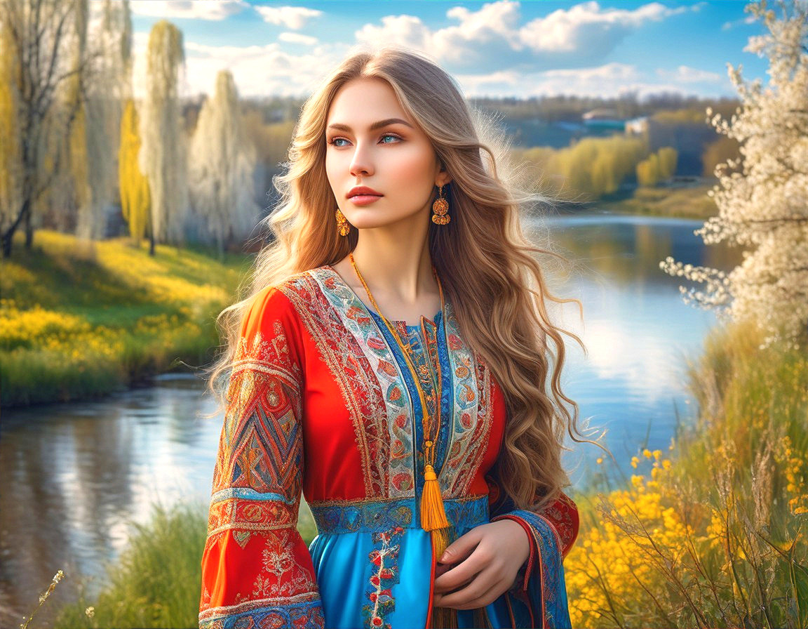 Young Woman in Traditional Dress by Serene River
