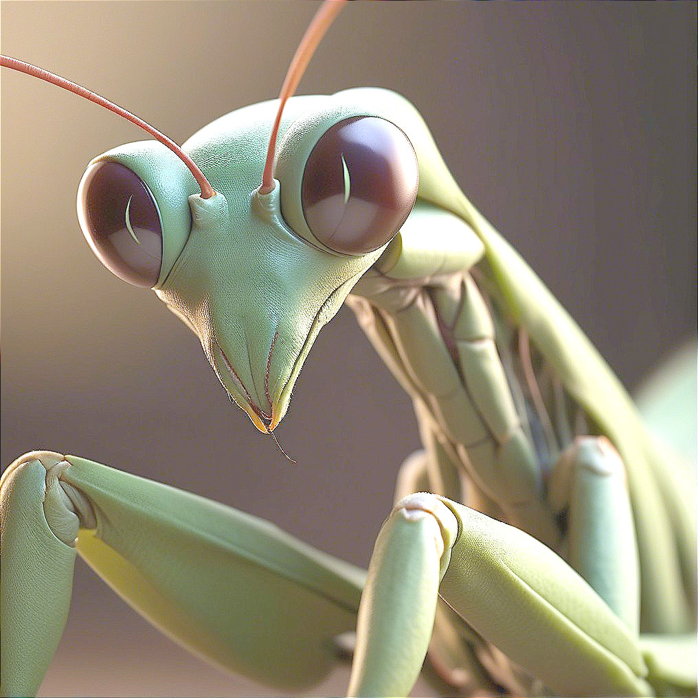 Realistic Green Mantis with Detailed Features and Textures