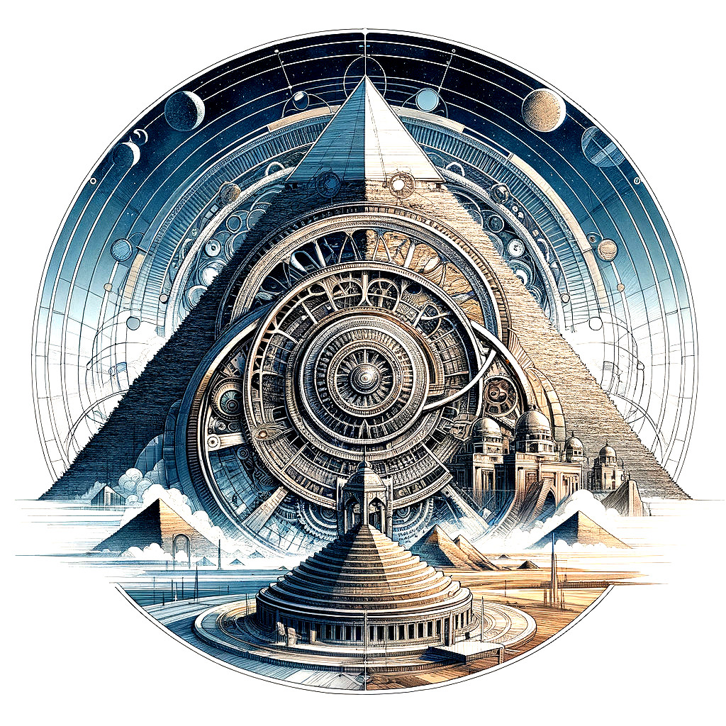 Ancient Architecture and Celestial Elements in Art