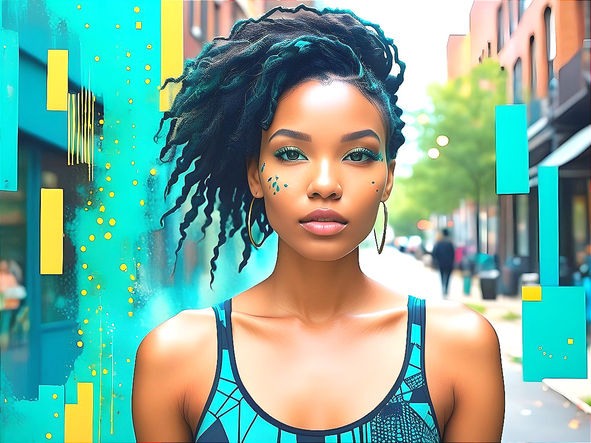 Confident Young Woman in Vibrant Urban Setting