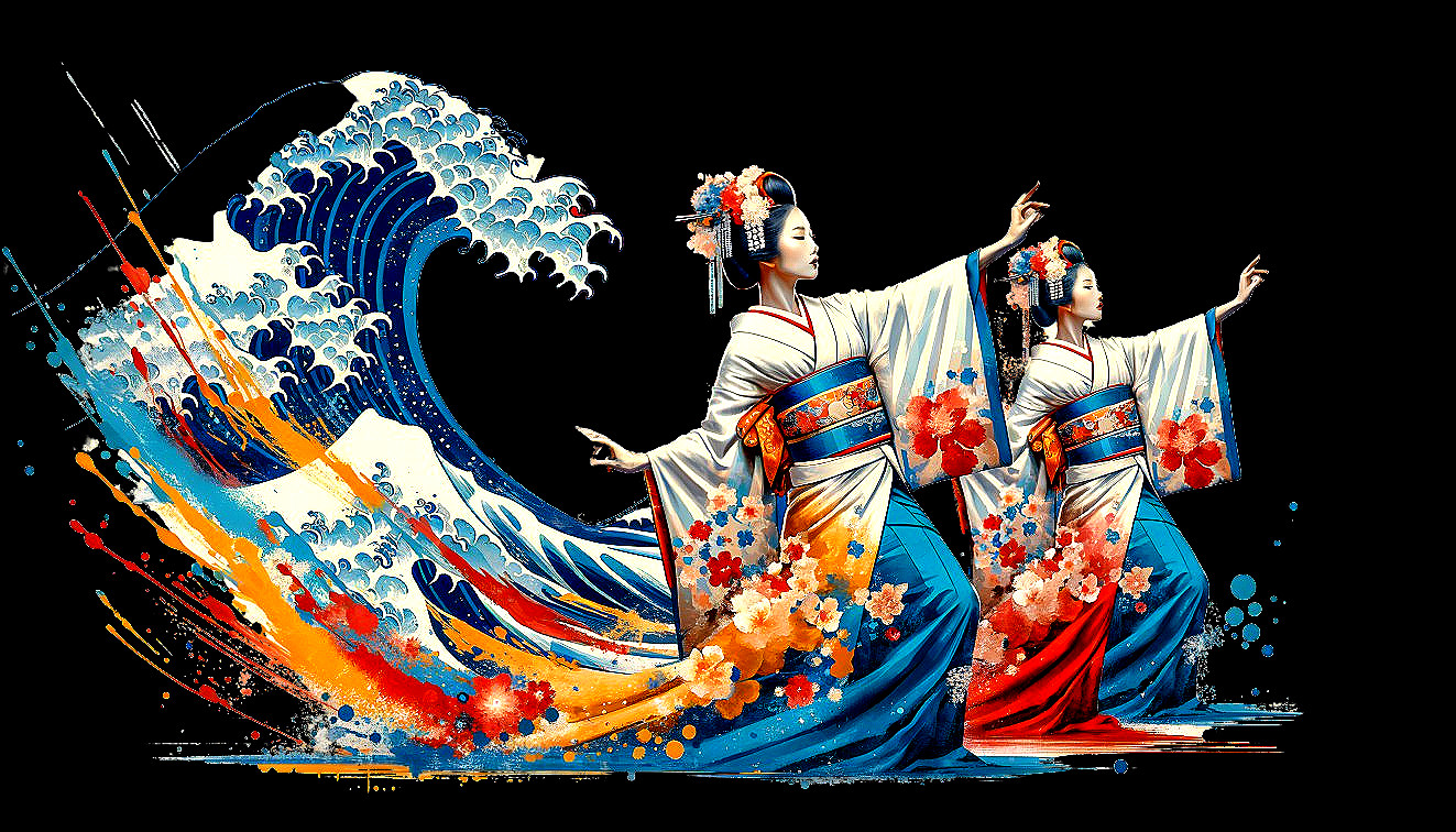 Traditional Kimonos and Elegant Dance Poses