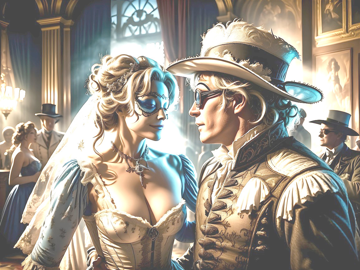 Lavish Masquerade Ball in an Opulent Ballroom