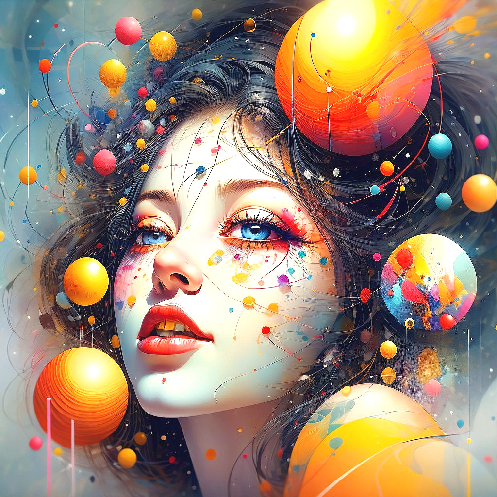 Close-up Portrait of a Young Woman with Colorful Makeup