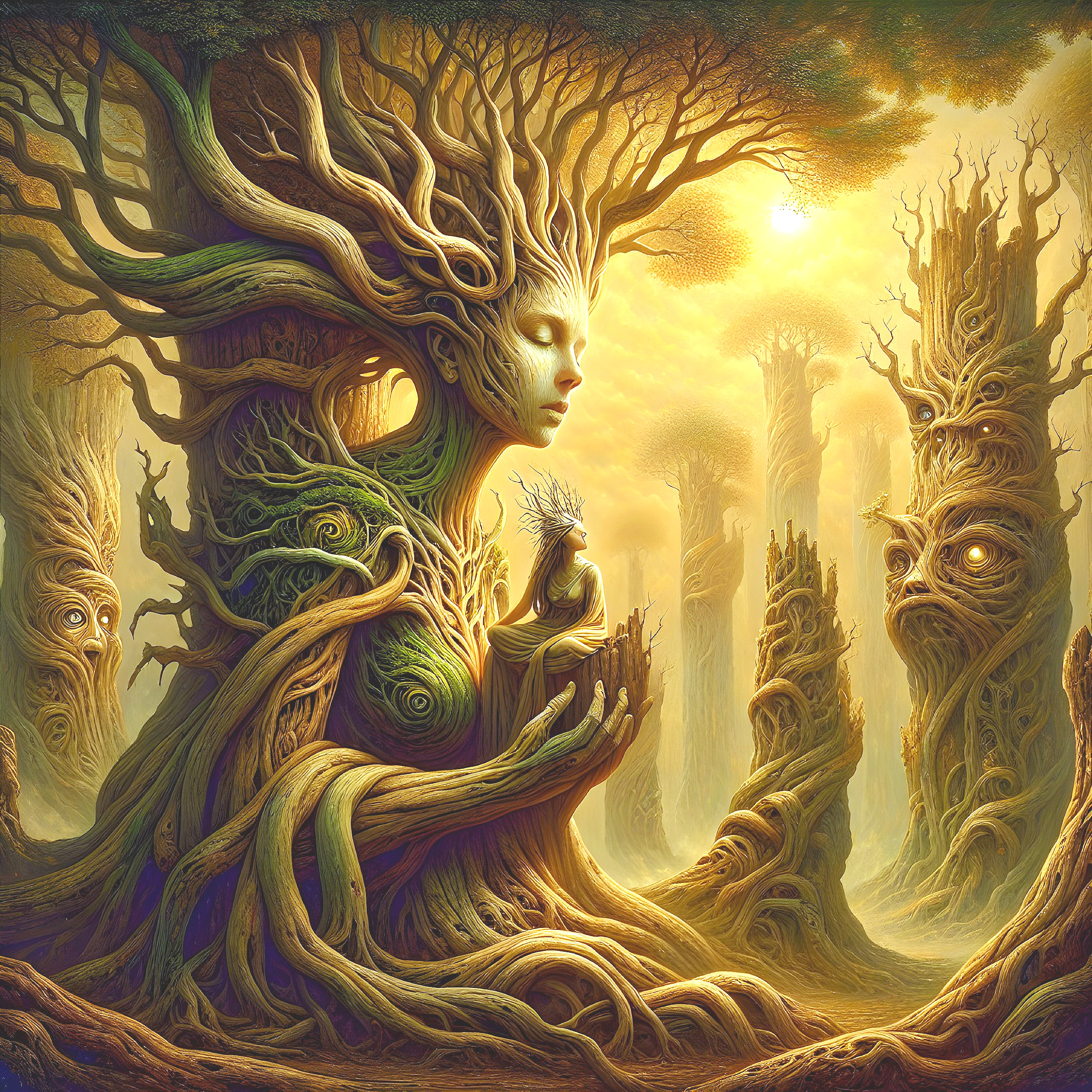 Enchanted Forest Scene with Nature-Inspired Figure