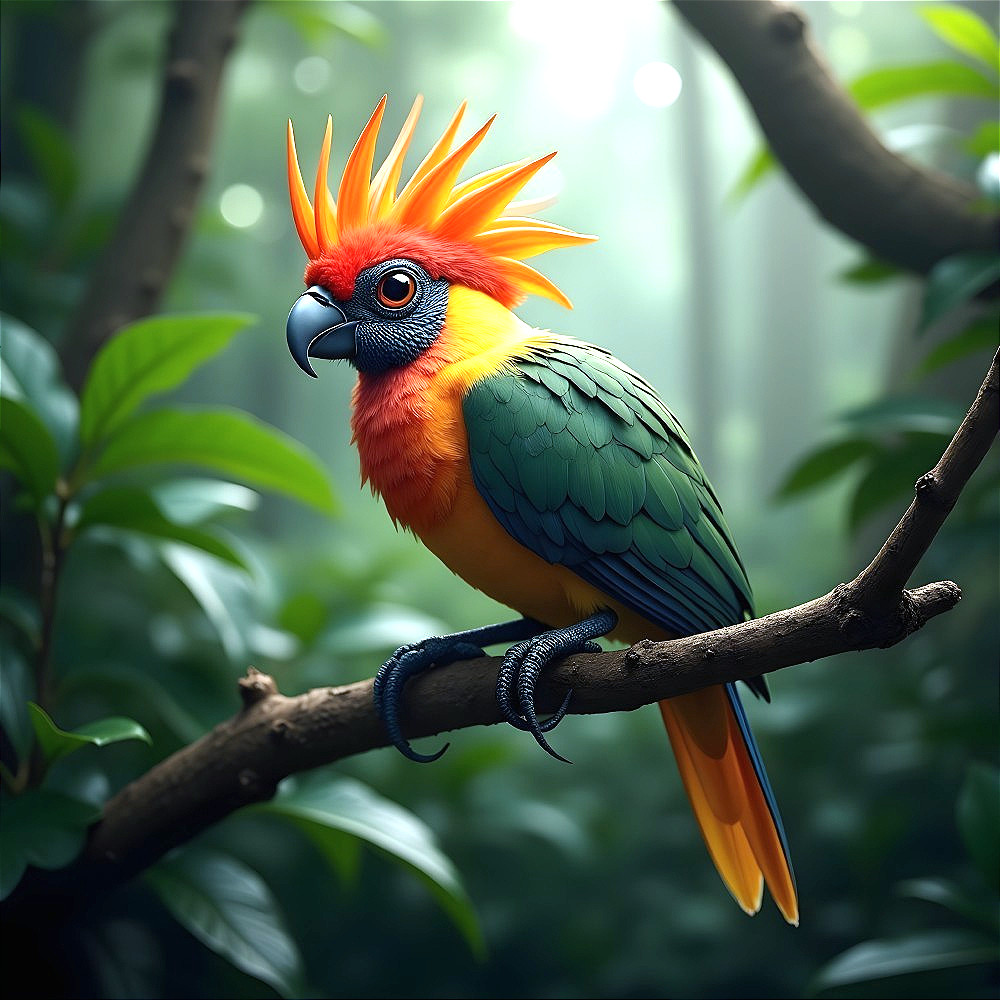 Vibrant Parrot with Bright Plumage in Jungle Setting