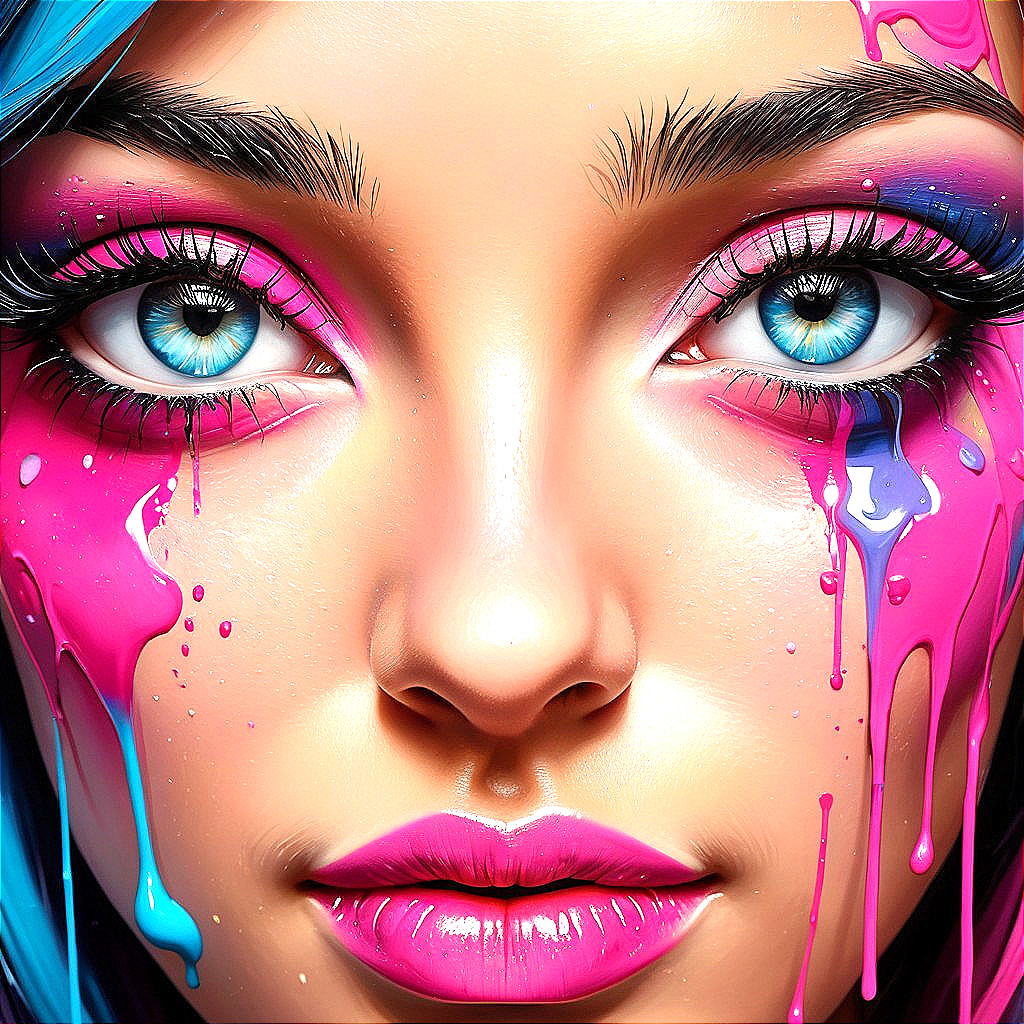 Close-up Portrait of a Woman with Colorful Makeup