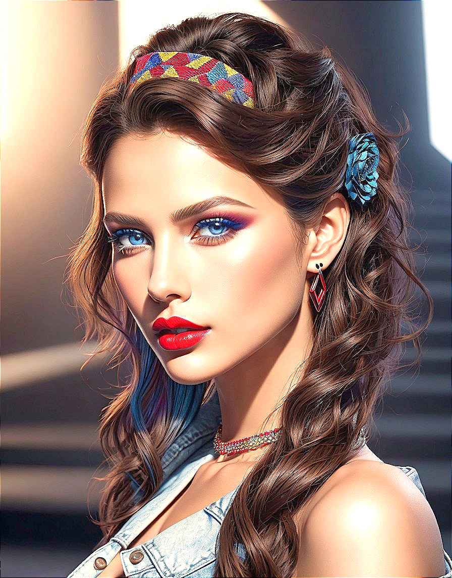 Portrait of a Young Woman with Colorful Accessories