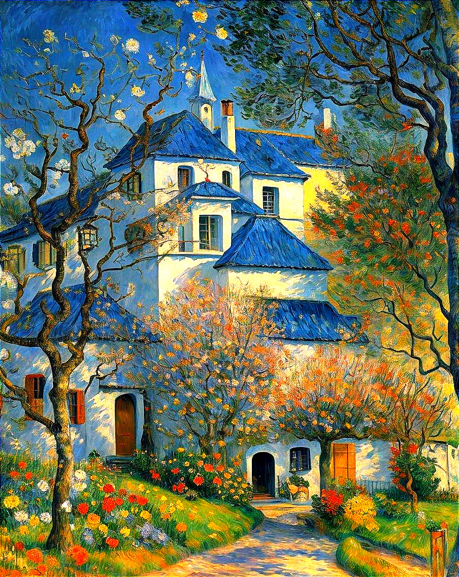 Charming White House Surrounded by Blossoming Gardens