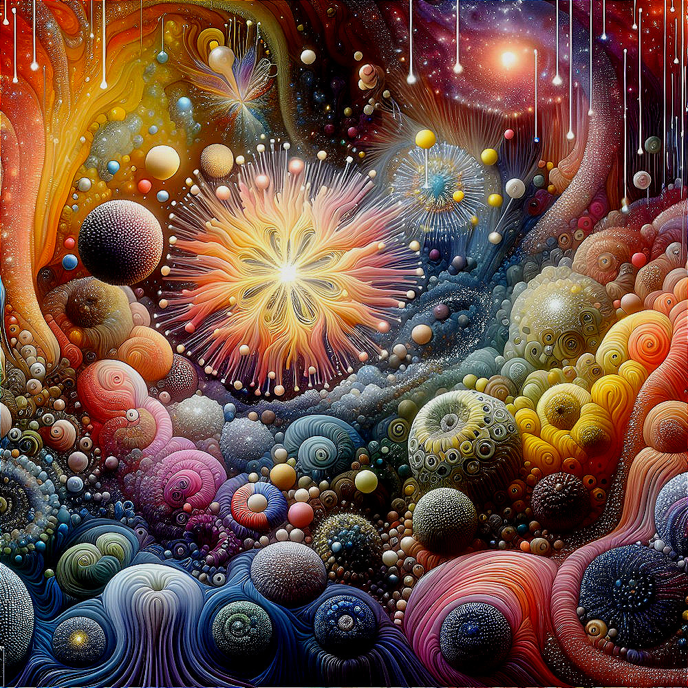 Vibrant Cosmic Scene with Swirling Patterns and Colors