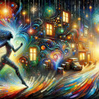 Vibrant Dreamlike Landscape with Whimsical City