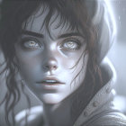 Portrait of a Young Woman with Blonde Hair and Seashells